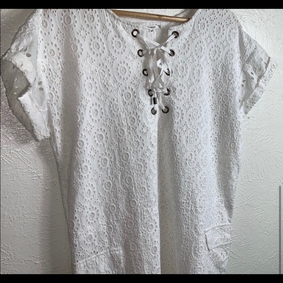 NEW Tularosa Eyelet White Mini Dress Women's Size Medium - Picture 6 of 7
